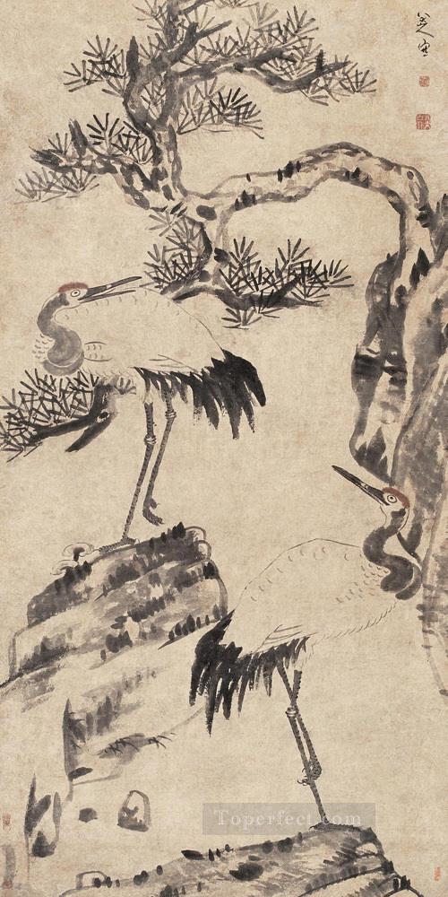 bada shanren pine and cranes traditional Chinese Oil Paintings
